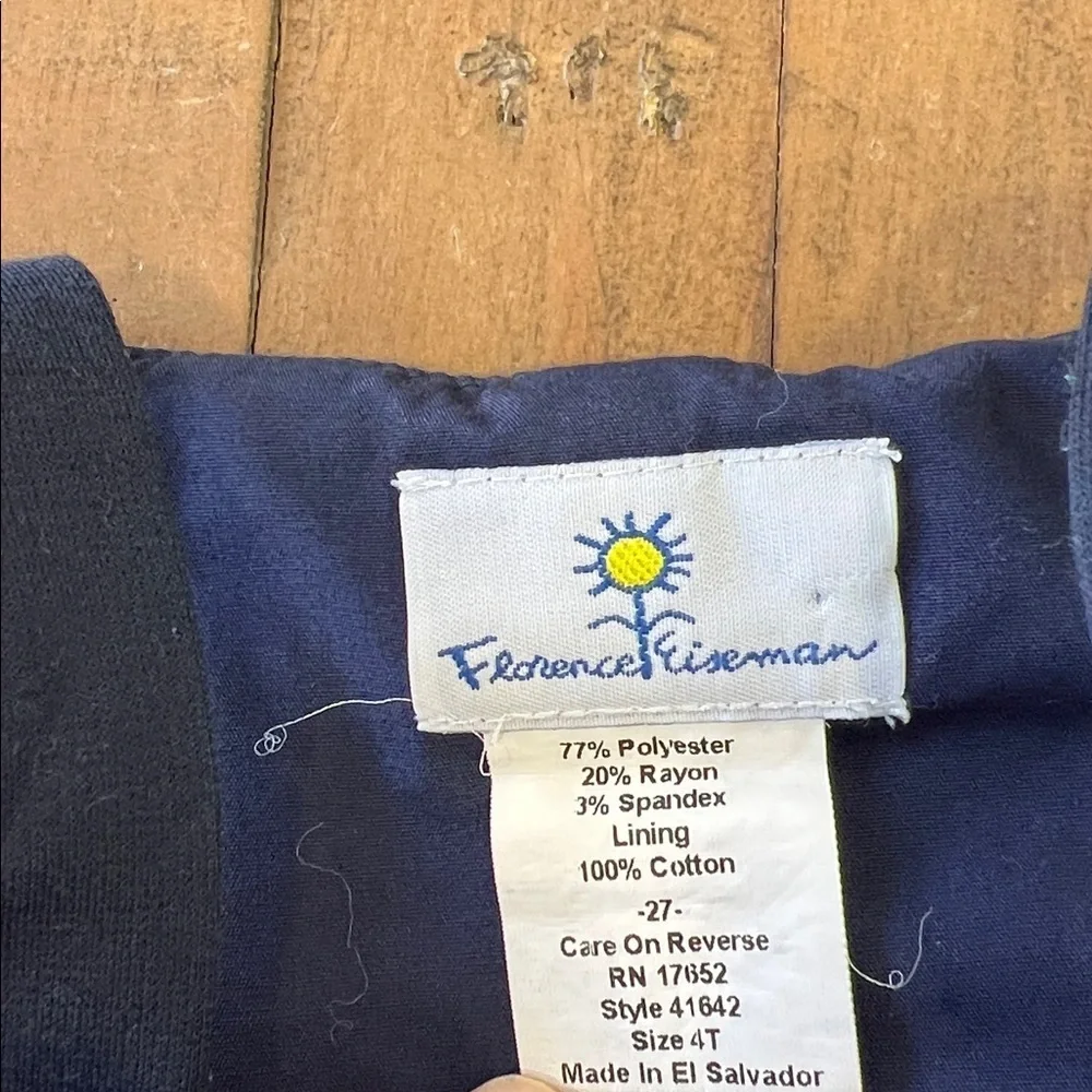 Florence Eiseman Navy flower pocket jumper dress girls 4T